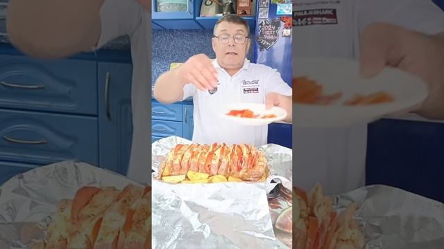 Мясная Книжка с грибами, помидороми и сыром на праздничный стол. Свинина с картофелем. смотреть онлайн