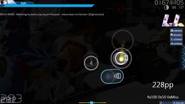 osu! | Kuroame | Ayumi Miyazaki - brave heart [Digievolution] +HDDT 99.34% FC 307pp смотреть онлайн