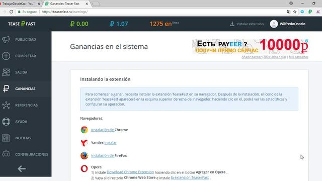 TeaserFast Extension del Navegador para Ganar dinero para payeer смотреть онлайн