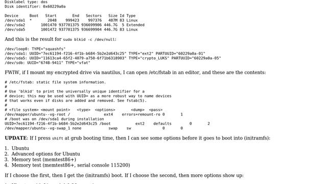 Ubuntu16.04 suddenly boots to a text-only (initramfs) prompt, restoring superblock doesn't fix it смотреть онлайн