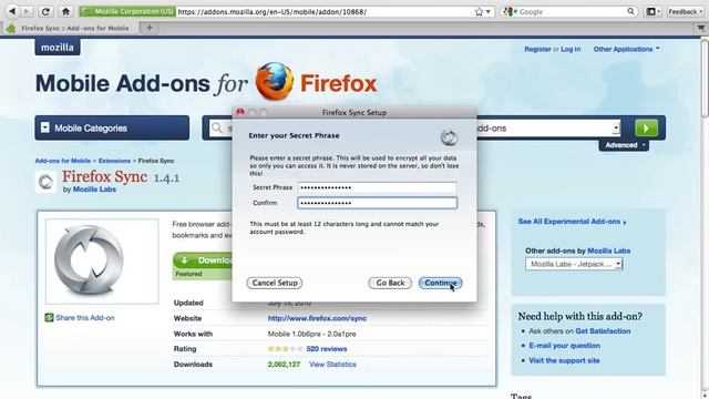Firefox Sync Setup смотреть онлайн