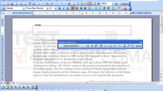 Display the filename, on the left side of the header, inserting an AutoText. смотреть онлайн