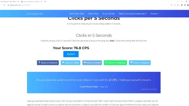 5 seconds click test Click speed test in 5 seconds Google Chrome 2022 04 13 21 04 38 смотреть онлайн