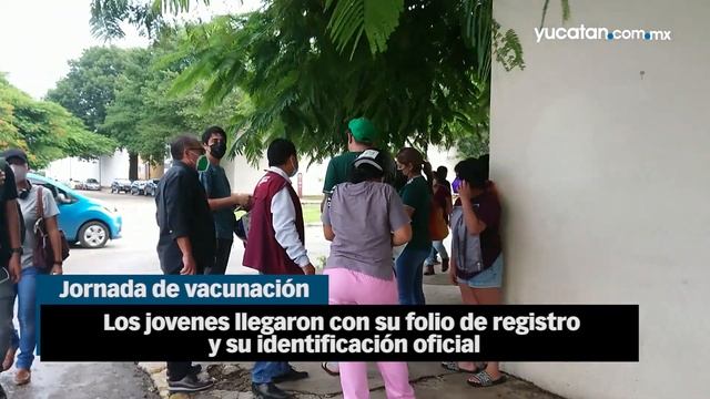 Jóvenes hacen fila desde temprano para vacunarse en Mérida смотреть онлайн
