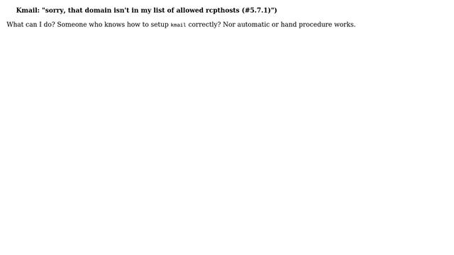 Ubuntu: Kmail error: sorry, that domain isn't in my list of allowed rcpthosts (#5.7.1)") смотреть онлайн