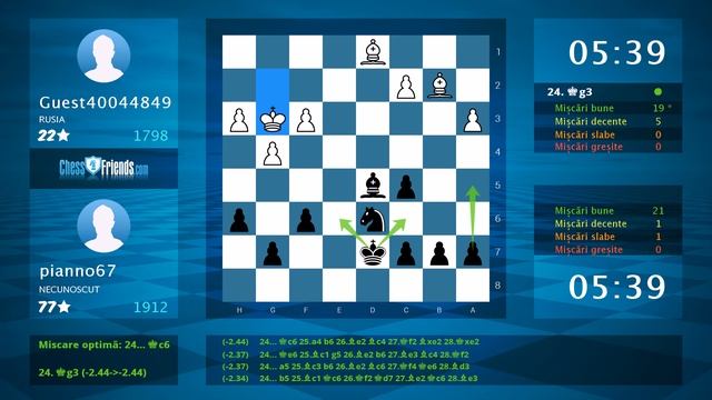 Chess Game Analysis: Guest40044849 - pianno67 : 0-1 (By ChessFriends.com) смотреть онлайн