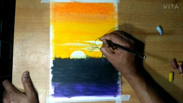 Evening Safari/Oil Pastel Painting/ Painting Tutorial For Beginners/ Daily Art Challenge #52 смотреть онлайн