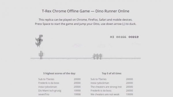 World Record Chrome Dino Game 999,999