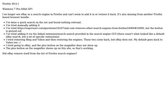 Did eBay remove itself from the list of Firefox search engines? (3 Solutions!!) смотреть онлайн