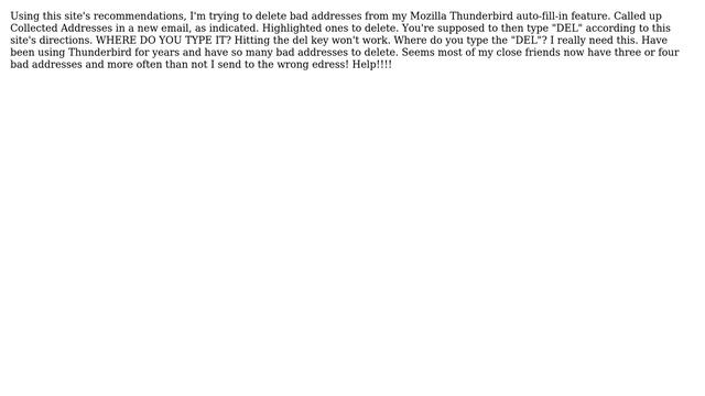 Trying to delete inaccurate entries from autofill in Thundbird Mozilla's email. смотреть онлайн