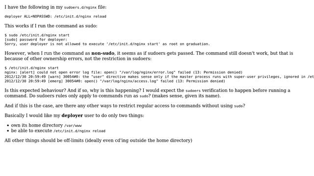 sudoers restriction only works when using "sudo", how to restrict regular usage? смотреть онлайн