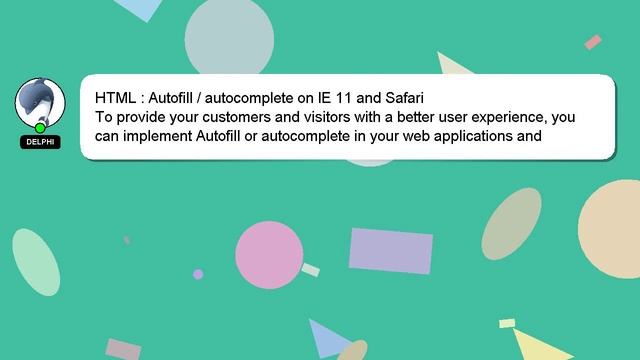 HTML : Autofill / autocomplete on IE 11 and Safari смотреть онлайн