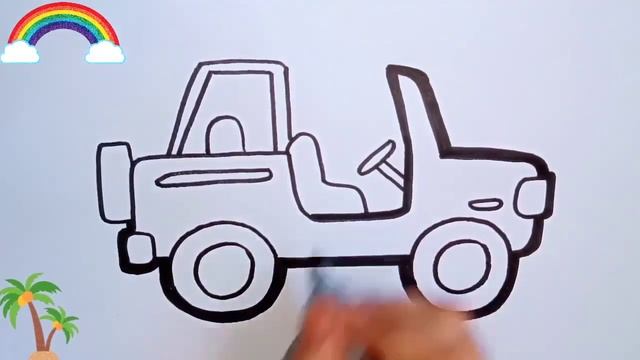 Safari Jeep Drawing, Painting & Coloring For Kids and Toddlers Child Art смотреть онлайн