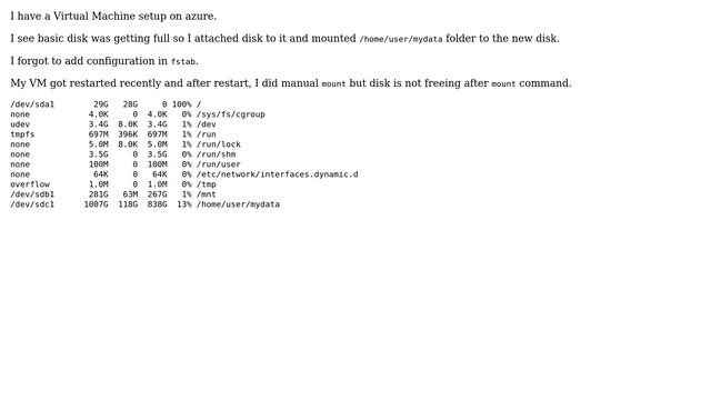 Unix & Linux: Disk space full not changing after mount folder on other disk смотреть онлайн