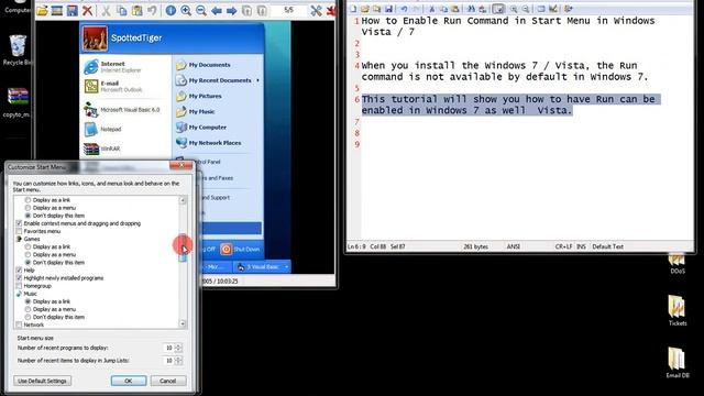 How to Enable Run Command in Start Menu in Windows Vista & 7 Step By Step Tutorial смотреть онлайн