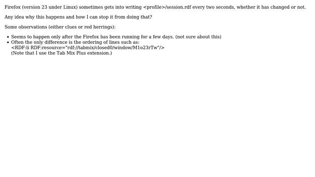 Firefox writing session.rdf every two seconds смотреть онлайн