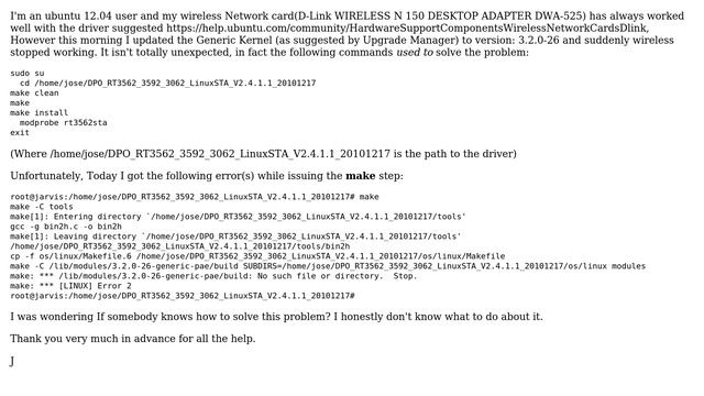 Ubuntu: Why can't I compile the Ralink wireless driver on 12.04? смотреть онлайн