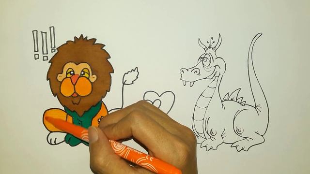 kids Learn to Draw Lion and Dragon | Animals coloring pages for children | Teach Drawing & Coloring смотреть онлайн