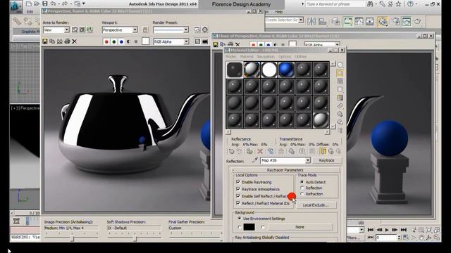 Florence Design Academy Tutorial - 3D Studio Max Chrome material Tutorial смотреть онлайн