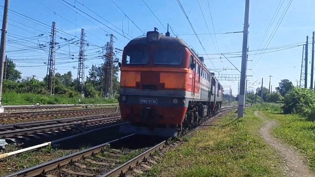 Дизельный поезд 2М62-0730 станция Кубинка-1 на Кубинку-2 17.06.2021. смотреть онлайн