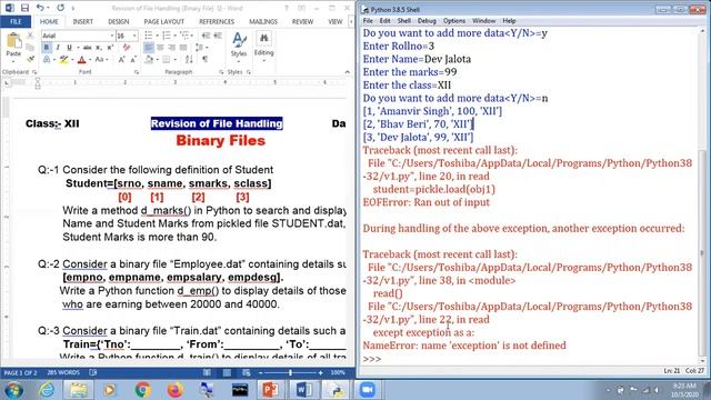 XII||CS||Revision of File Handling (Binary Files)||03-10-20 смотреть онлайн