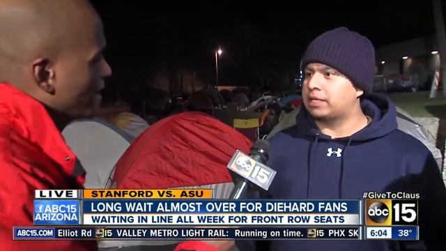 Stanford v ASU: Students brave cold for better seats смотреть онлайн