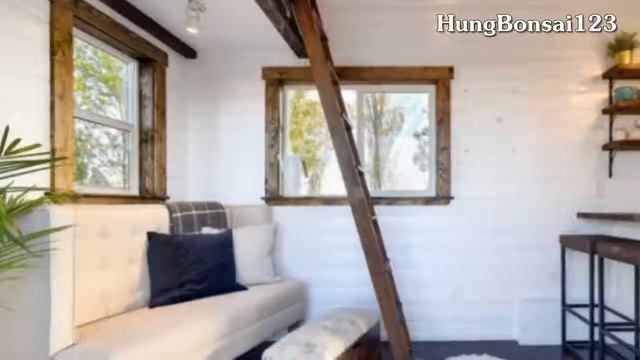 Amazing Tiny House on wheels Dark Wood with four windows смотреть онлайн