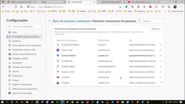 Alterar mecanismo de pesquisa (Edge, Chrome e Firefox) смотреть онлайн