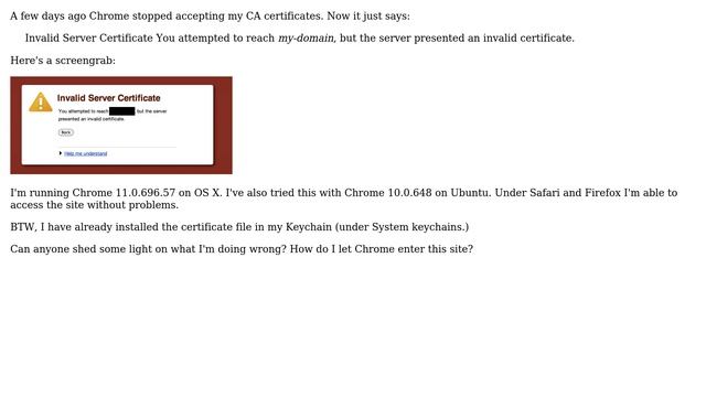 Chrome CA cert Security Error смотреть онлайн
