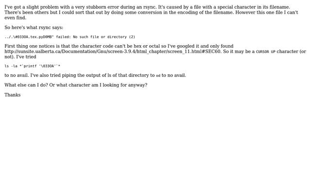 Unix & Linux: special character in filename (#033OA) (2 Solutions!!) смотреть онлайн