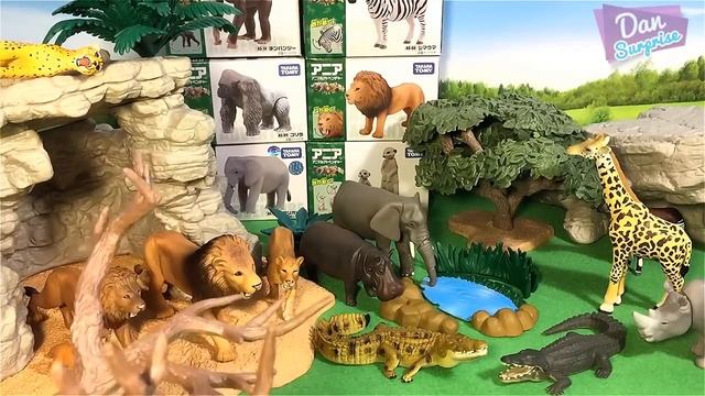 Wild Animals Collection from Takara Tomy - Elephant, Zebra, Lion, Crocodile, Tiger, Okapi смотреть онлайн