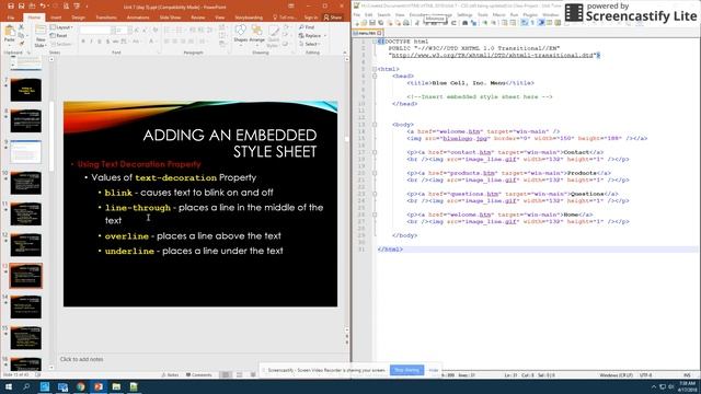 HTML - Unit 7 Lesson 5A - Adding an Embedded Style Sheet смотреть онлайн