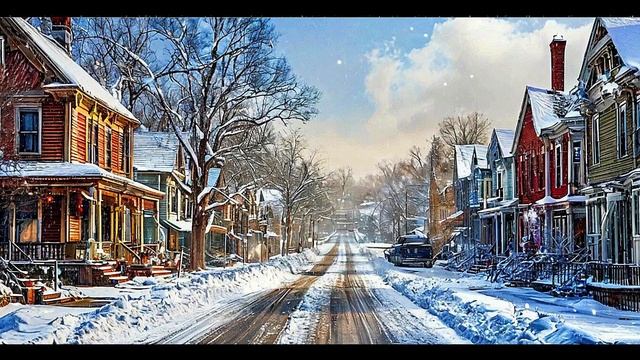 Снегопад в городе, видео для сна