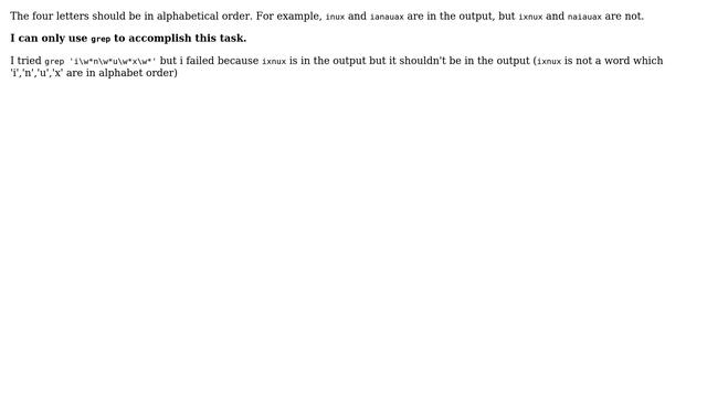Unix & Linux: Find all the words in a file that contain all four lower-case letters "inux" in order смотреть онлайн
