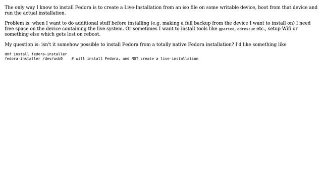 Is it possible to install Fedora from a native installation? смотреть онлайн