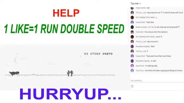 Playing Chrome Dinosaur game, Every like makes it Faster (Part 24) Hole World. смотреть онлайн