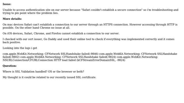DevOps & SysAdmins: Safari can't connect securely to our server? Where is SSL Cert validated? смотреть онлайн