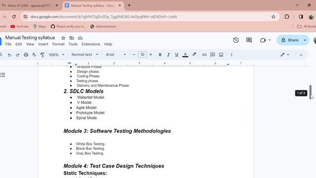 Manual Testing syllabus Google Docs Google Chrome 2024 02 27 14 27 05 смотреть онлайн