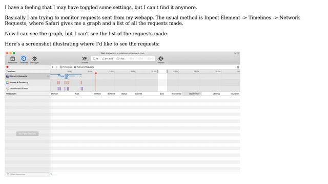 Apple: Safari 8 Not Showing Network Requests when using the web inspector/develop tools смотреть онлайн