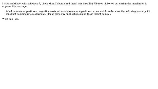 Ubuntu: "Failed to unmount partitions" during installation Ubuntu 11.10 смотреть онлайн