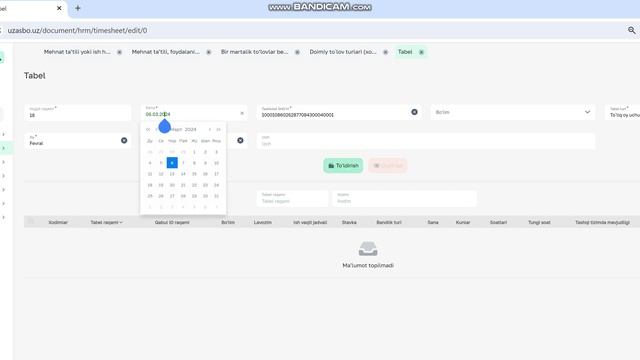 UzASBO 2'da Ish Haqi Hisoblashga Doir Buyruqlarni Kritish, Tabel Tuzish Va Ish Haqi Hisoblash Tarti