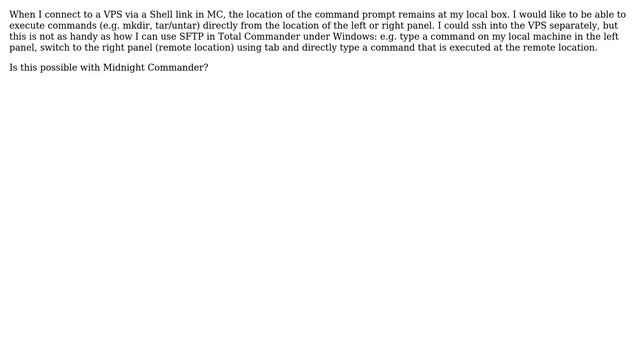 Unix & Linux: Can I execute commands from a midnight commander ssh connection? смотреть онлайн