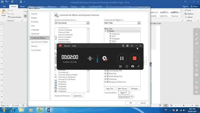 Hướng dẫn đưa công cụ "Print Preview and Print" trong word 2016 ra ngoài смотреть онлайн
