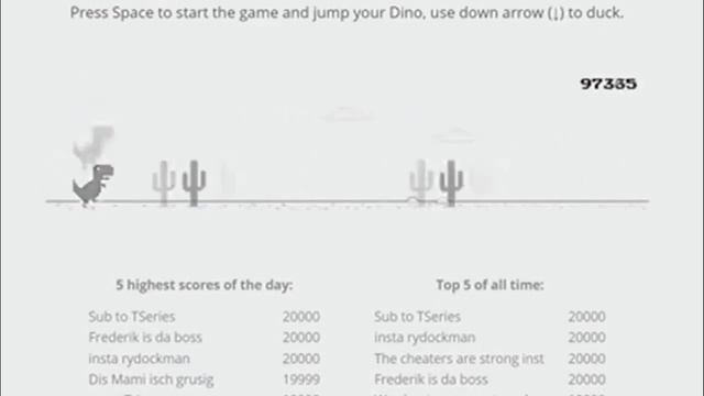 chrome dino run max 99999 score || смотреть онлайн