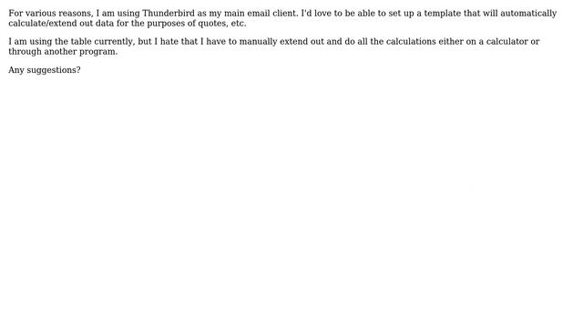 Is it possible to put a spreadsheet in Thunderbird templates that will calculate? смотреть онлайн