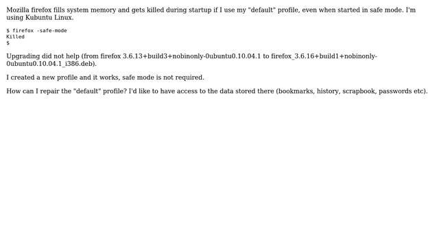 A profile makes mozilla firefox killed. How to repair? смотреть онлайн