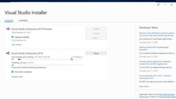 Visual Studio 2019 (Full Download and Installation) Getting Started