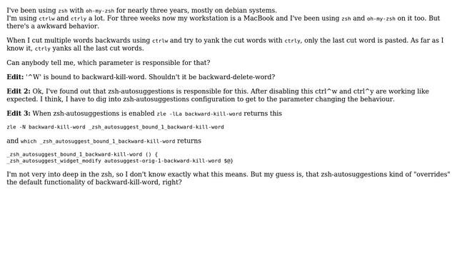 Unix & Linux: zsh yanks only last cut word смотреть онлайн