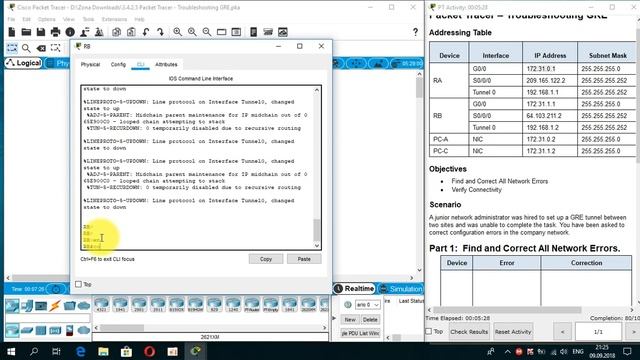 3.4.2.5 Packet Tracer - Troubleshooting GRE смотреть онлайн