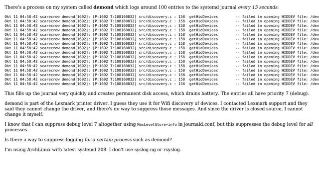 Unix & Linux: How can I stop an amok running process from logging to systemd? смотреть онлайн